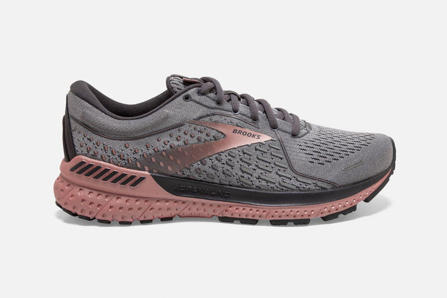 Brooks Adrenaline GTS 21 Road Running Shoes Womens - Dark Grey/Pink - HBDSN-3270